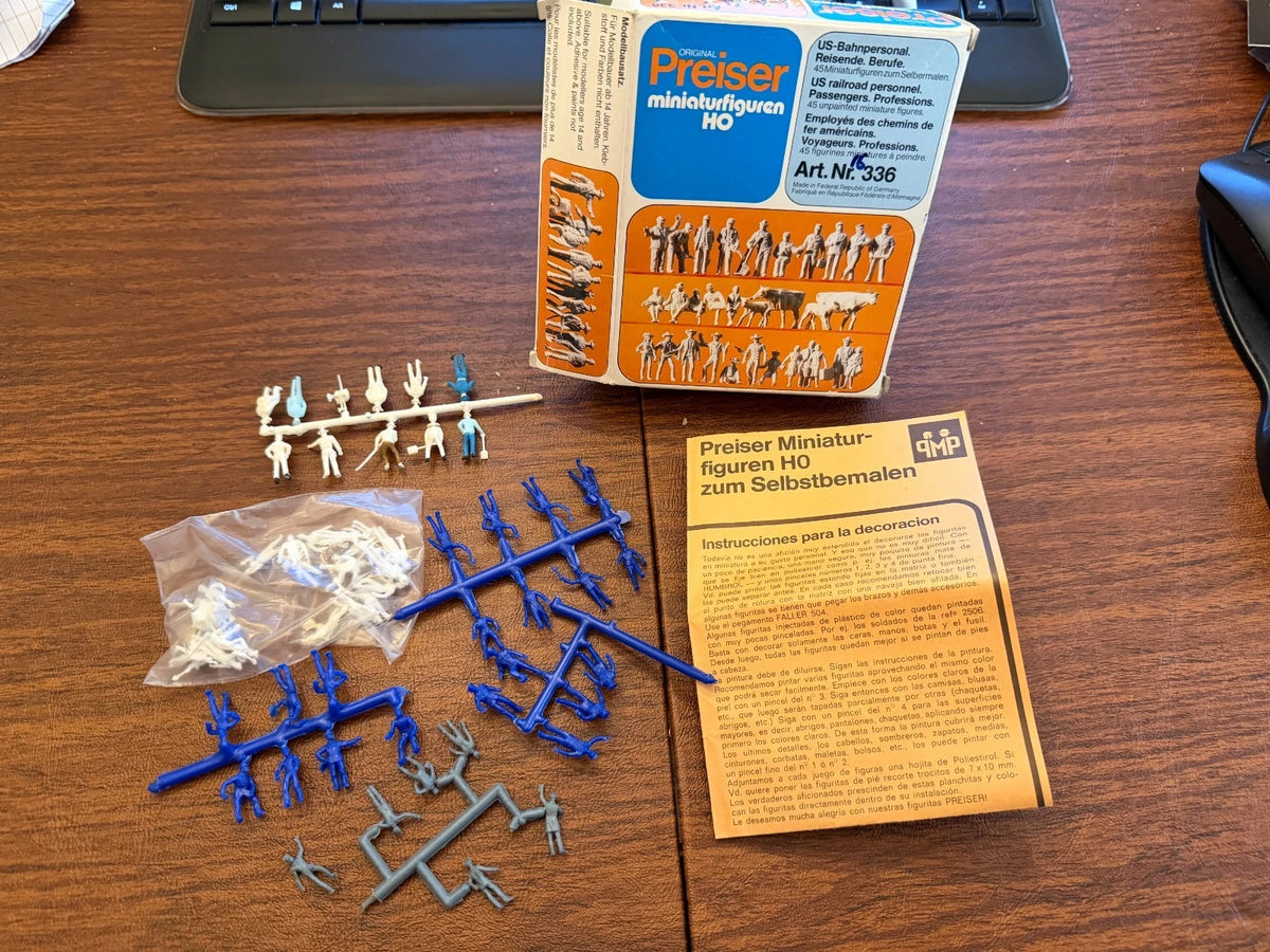 3pc Lot Preiser 16349, 16348, 16336 Unpainted Figures Model Railway HO Scale