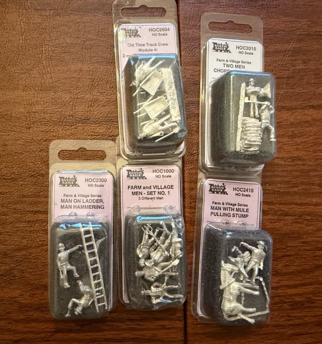 Vintage Rustic Rails HO Scale Lot (5 Packs) Unpainted White Metal Figures BNIB