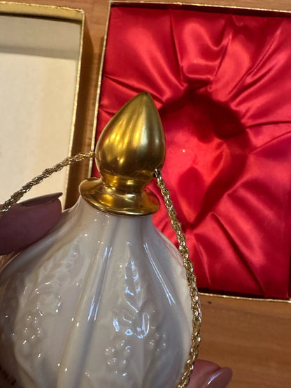 1983 Lenox ANNUAL Christmas Ornament Holly Motif w/ 24K Gold Trim + Box + Card