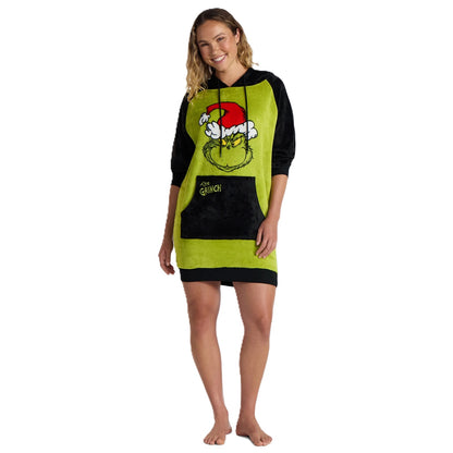 The Grinch Women’s Plush Hooded Lounge Dress, XS-3X