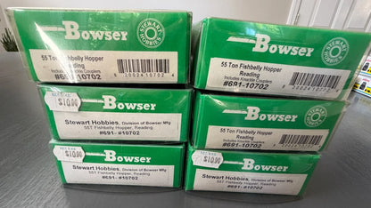 Bowser 6 HO Reading RDG 55-Ton Fishbelly Hopper Kits Unassembled Diff Nos - BNIB