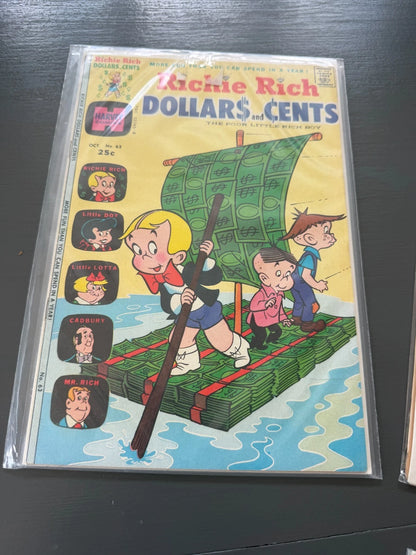 Vintage - Lot 6 Richie Rich Comic Books - 1970's and after; Stored in Plastic