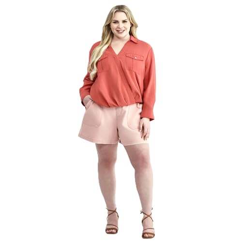 Terra & Sky Women's Plus Size Pull On Denim Shorts, 5" Inseam - Dusty Rose, 3X