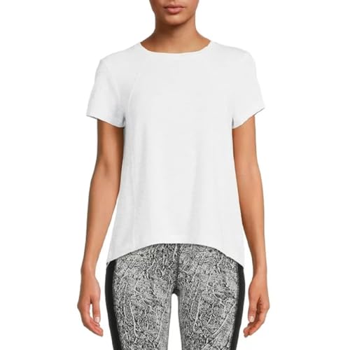 Avia Women's Short Sleeve T-Shirt, Sizes up to XXXL (US, Alpha, 2X, Regular, Regular, White Spacedye)