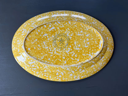 Stangl Spongewear Town & Country Yellow large Serving Dish 15.25 x 10.5