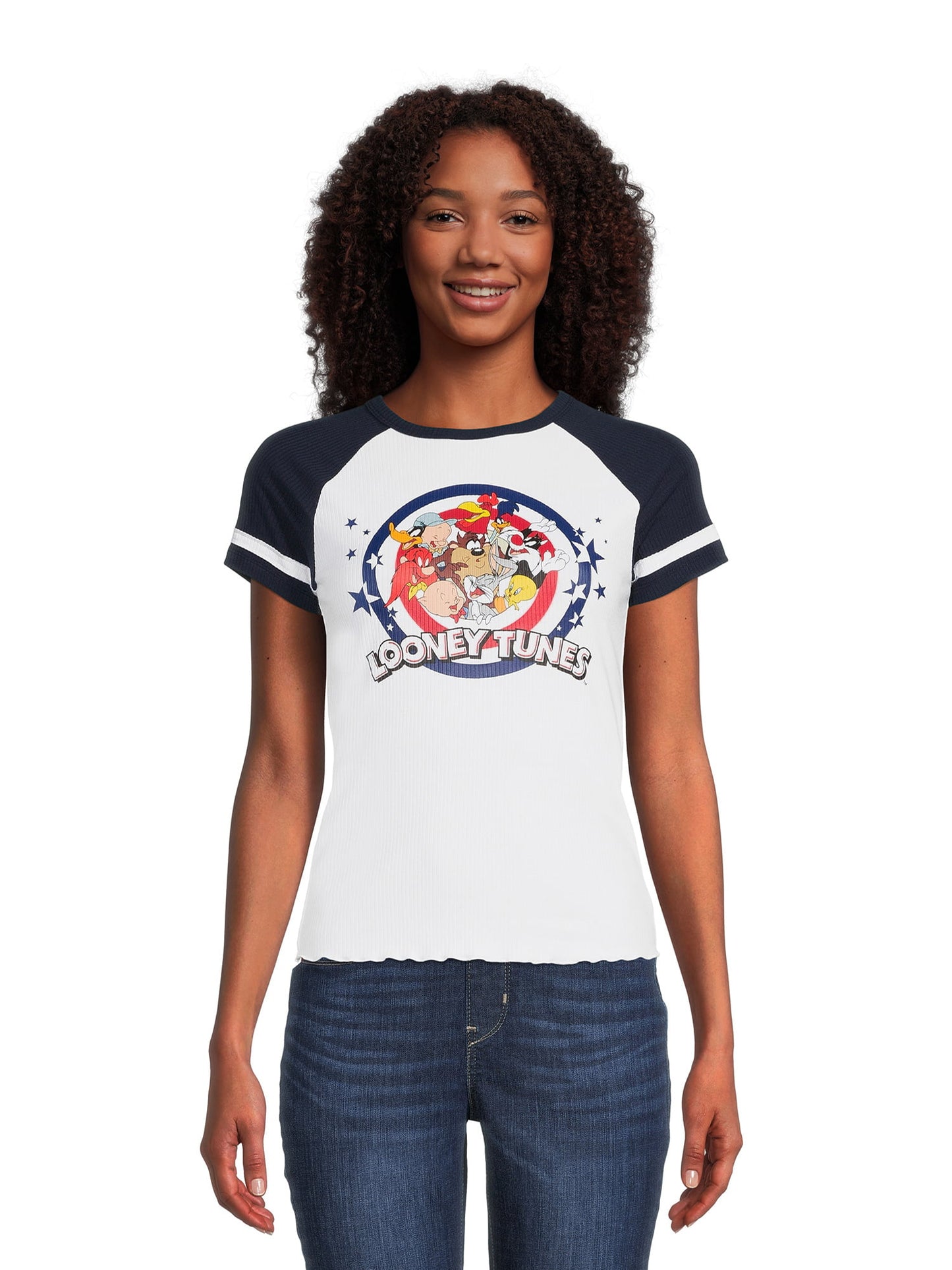 Looney Tunes Women's Graphic Print Raglan Tee, X-Large