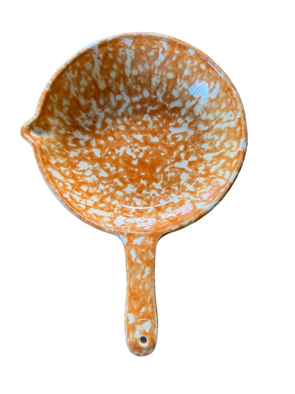 Vintage Stangl Pottery Town & Country Orange Spongeware Skillet Clock Face 9x8.5