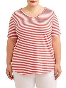 Women's Plus Size Short Sleeve Core V-Neck Tee New
