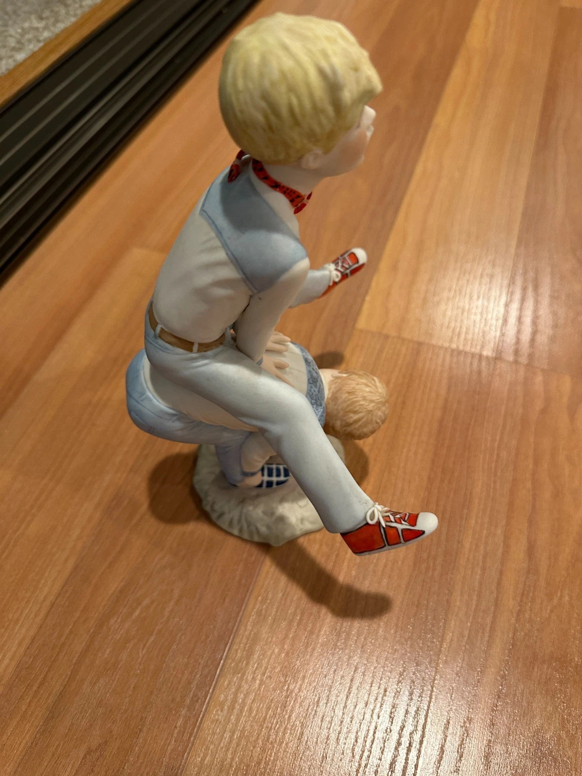 VINTAGE CYBIS PORCELAIN FIGURE GROUP SKIPPER & JENS, BOYS PLAYING LEAPFROG 1977