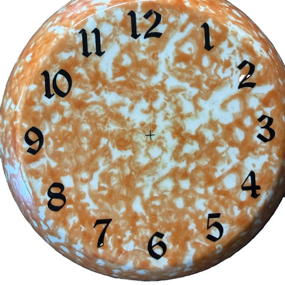 Vintage Stangl Pottery Town & Country Orange Spongeware Skillet Clock Face 9x8.5