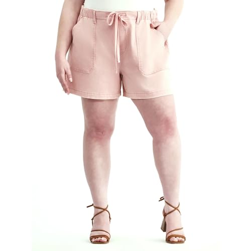 Terra & Sky Women's Plus Size Pull On Denim Shorts, 5" Inseam,  Dusty Rose, 4X