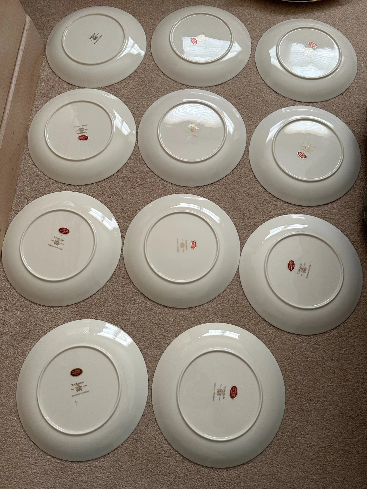 12 Gorham Midnight Contessa Dinner Plates - 10 7/8" - Gold, Platinum, Black