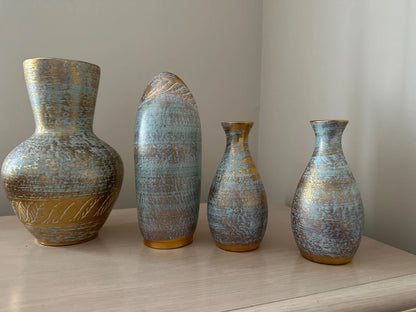 Lot of 4 Vintage Stangl Vases - Antique Gold Wash - Various Sizes