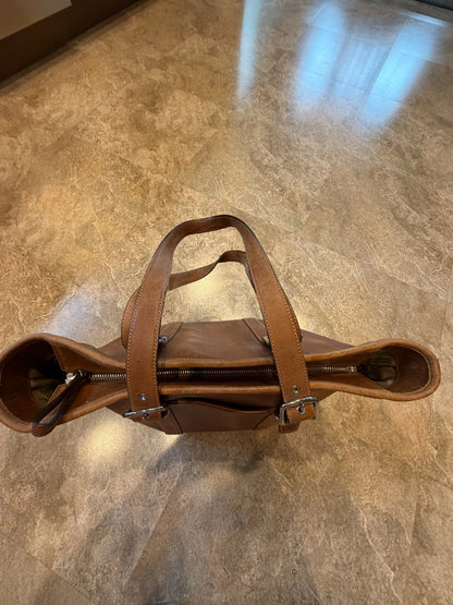 Vintage COACH Hampton Brown Leather Gallery Tote Bag Handbag Carryall USED