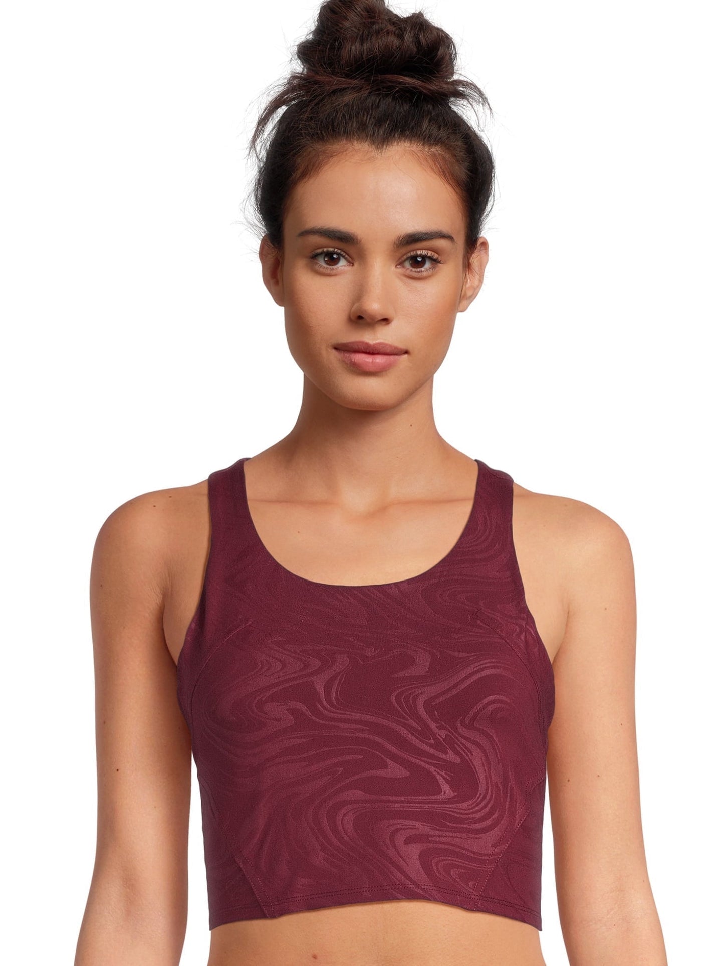 Avia Activewear Women's Embossed Bra Tank, Wine, XL