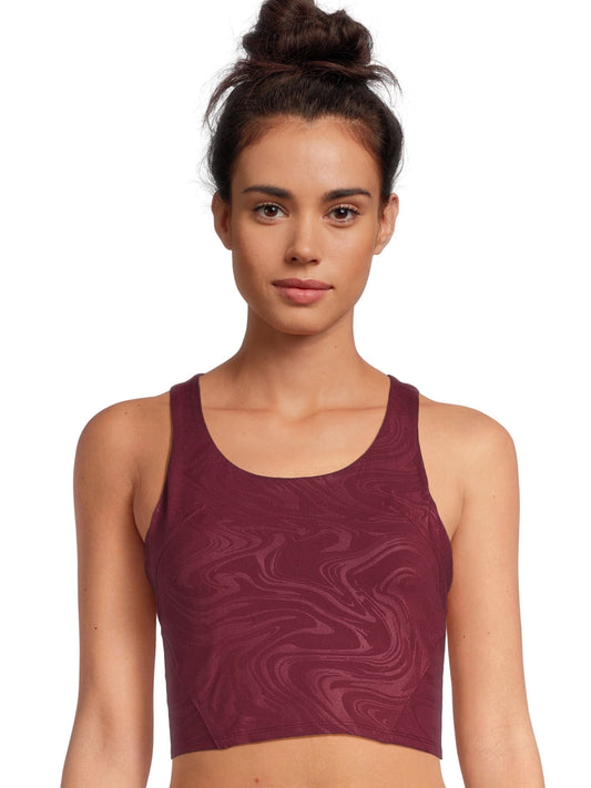 Avia Activewear Women's Embossed Bra Tank, Wine, XL