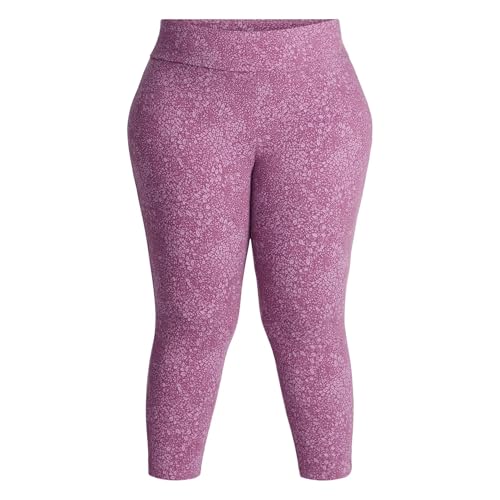 Terra & Sky Women's Plus Size Capri Legging, Leafy Camo Orchid, 4X