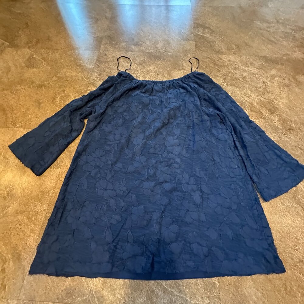 INC International Concept Blue Flower Sheer and Lined Top - Size Small