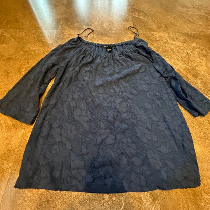 INC International Concept Blue Flower Sheer and Lined Top - Size Small