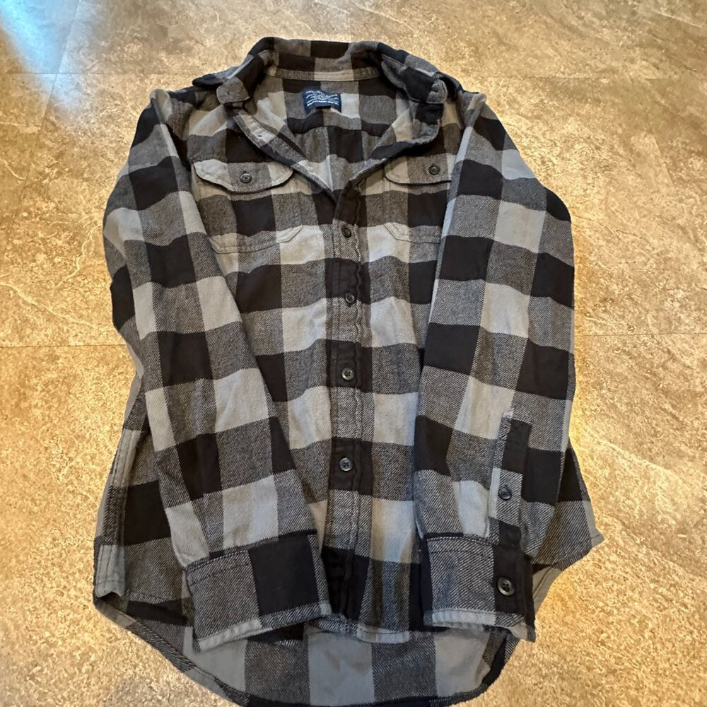 American Eagle Outfitters Women's Black & Grey Plaid Button Down Shirt - Size XS