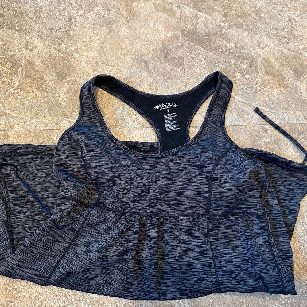 Ideology Black & Grey Racerback Long Tank Top Drawstring Bottom Size Small