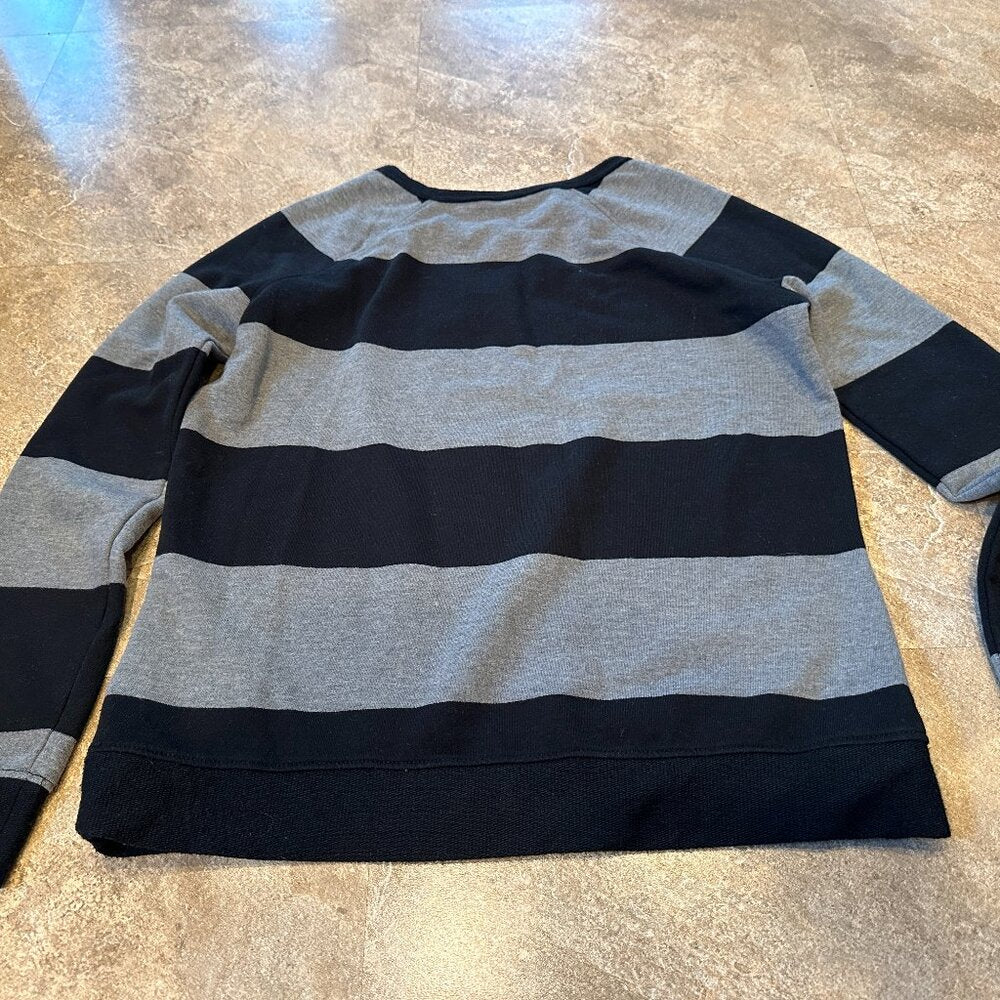 G.H.  Bass & Co Black & Grey Striped Sweater - Small