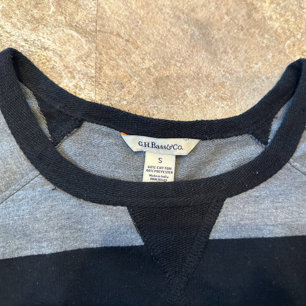 G.H.  Bass & Co Black & Grey Striped Sweater - Small