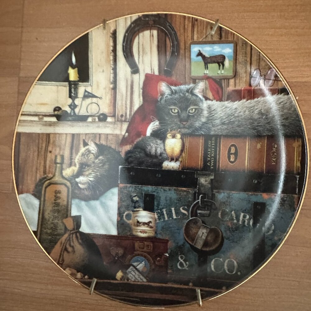 Bradford Exchange Purr-Fect Pairs Cat Plates /Hanger - Kitty Cargo
