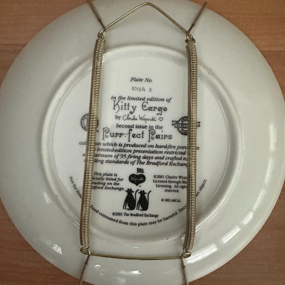 Bradford Exchange Purr-Fect Pairs Cat Plates /Hanger - Kitty Cargo