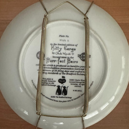 Bradford Exchange Purr-Fect Pairs Cat Plates /Hanger - Kitty Cargo