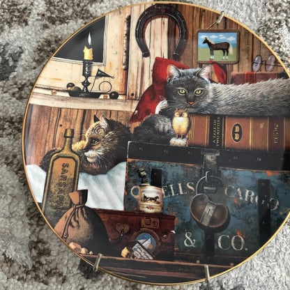 Bradford Exchange Purr-Fect Pairs Cat Plates /Hanger - Kitty Cargo