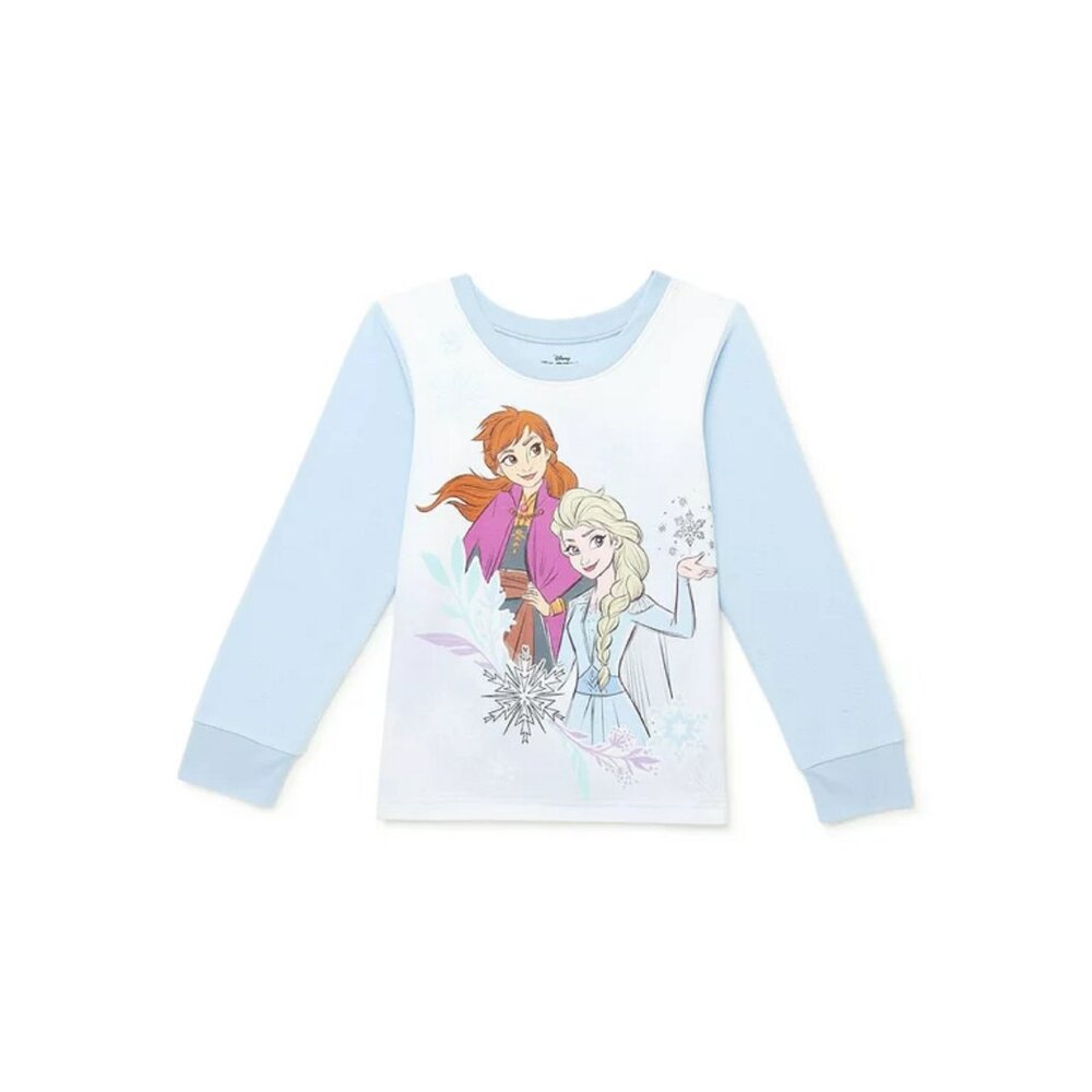 Girls Frozen Sisters Elsa Anna 2 pc Blue Fleece Pajama Set - Large - NEW