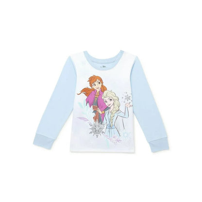 Girls Frozen Sisters Elsa Anna 2 pc Blue Fleece Pajama Set - Large - NEW