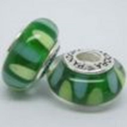 Blue & Green Murano Glass Bead - Fits most Pandora or Troll Style Bracelets