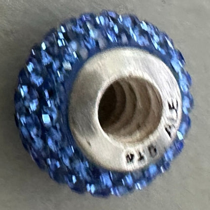 Blue Diamonds Murano Glass Bead - Fits most Pandora or Troll Style Bracelets