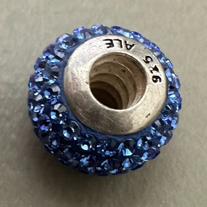 Blue Diamonds Murano Glass Bead - Fits most Pandora or Troll Style Bracelets