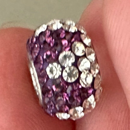 Purple Diamonds Murano Glass Bead - Fits most Pandora or Troll Style Bracelet