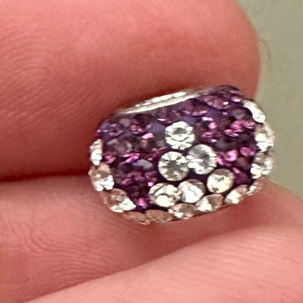 Purple Diamonds Murano Glass Bead - Fits most Pandora or Troll Style Bracelet