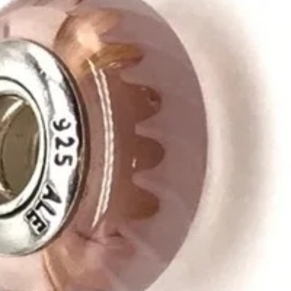 Mauve Zigzag Murano Glass Bead - Fits most Pandora or Troll Style Bracelet