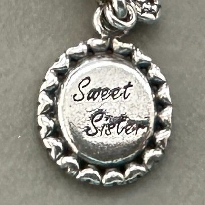 Authentic Pandora Sterling Silver Sweet Sister Dangle Charm - Like New - EUC