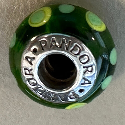 AUTHENTIC PANDORA GREEN BUBBLES CHARM BRAND 925 Ale Sterling Silver - EUC