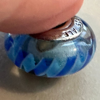AUTHENTIC PANDORA BLUE ZIGZAG CHARM BRAND 925 Ale Sterling Silver - EUC