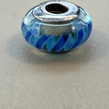AUTHENTIC PANDORA BLUE ZIGZAG CHARM BRAND 925 Ale Sterling Silver - EUC