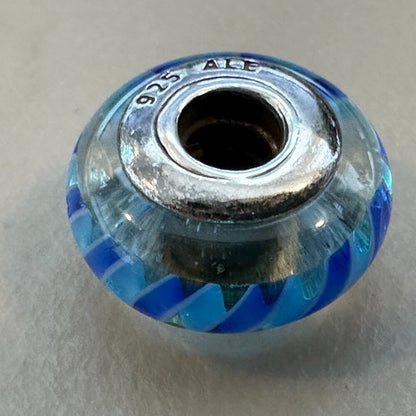 AUTHENTIC PANDORA BLUE ZIGZAG CHARM BRAND 925 Ale Sterling Silver - EUC