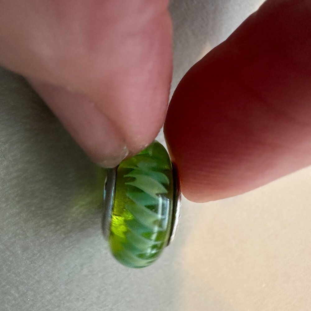 AUTHENTIC PANDORA GREEN ZIGZAG CHARM BRAND 925 Ale Sterling Silver - EUC
