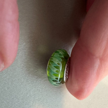 AUTHENTIC PANDORA GREEN ZIGZAG CHARM BRAND 925 Ale Sterling Silver - EUC