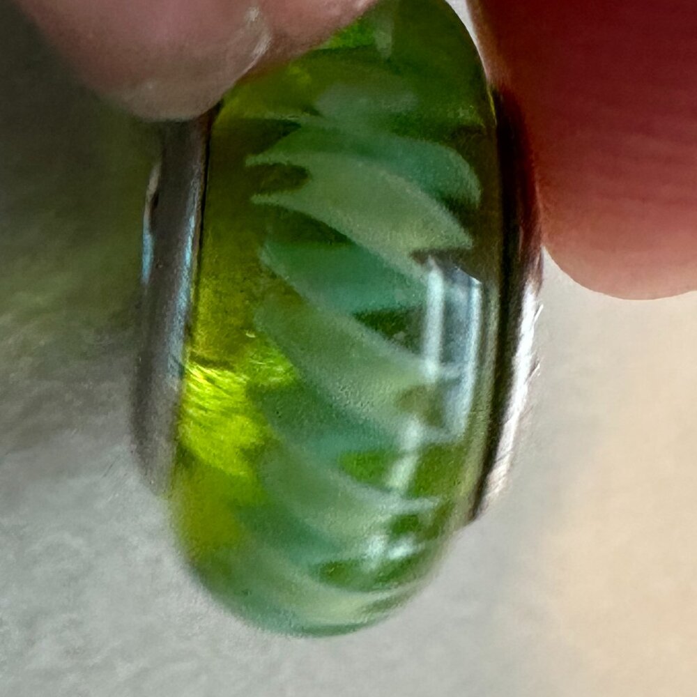 AUTHENTIC PANDORA GREEN ZIGZAG CHARM BRAND 925 Ale Sterling Silver - EUC