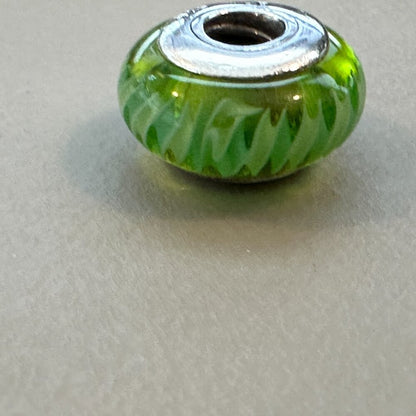AUTHENTIC PANDORA GREEN ZIGZAG CHARM BRAND 925 Ale Sterling Silver - EUC