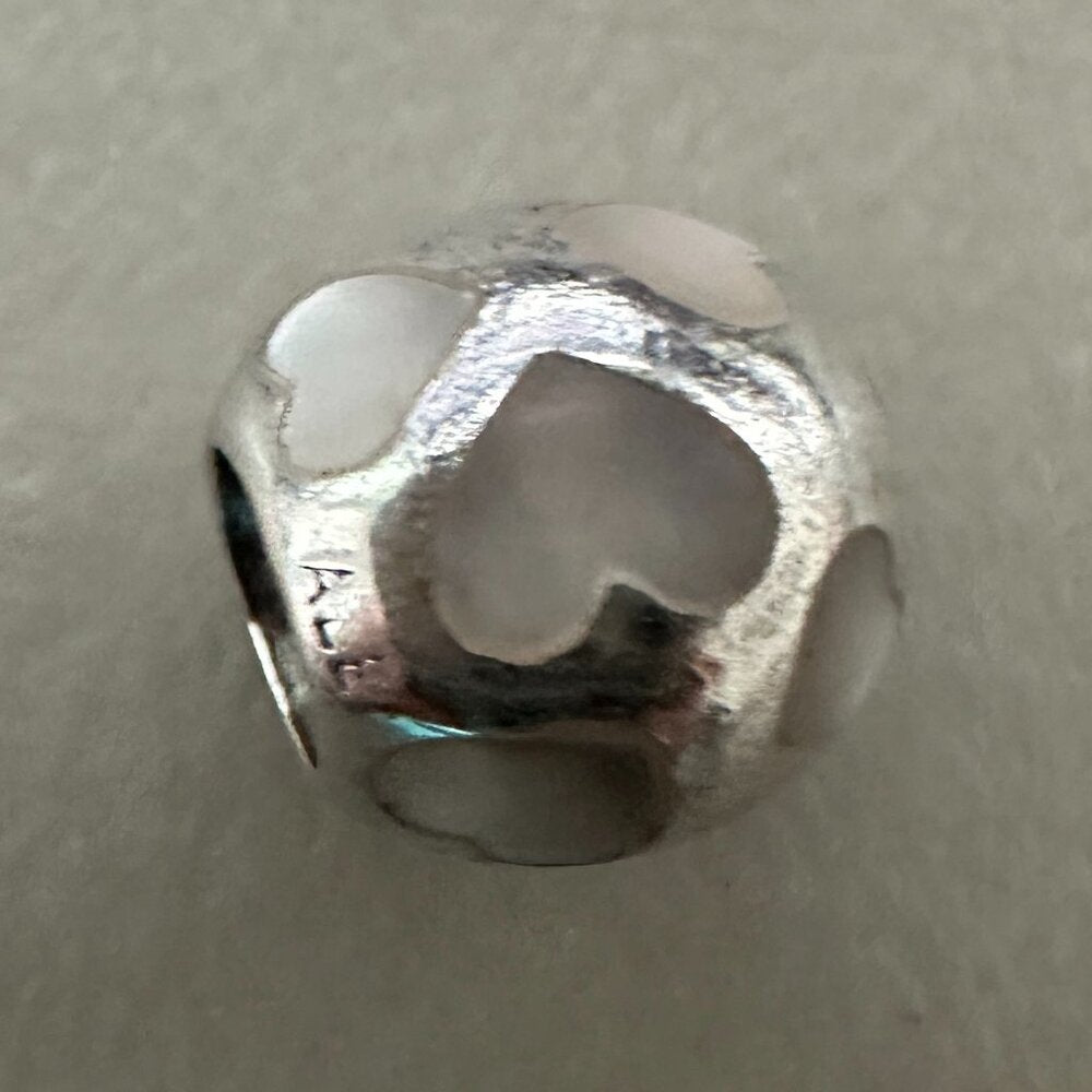 Authentic Pandora Love Me, Mother of Pearl Charm - EUC Retired 925 ALE