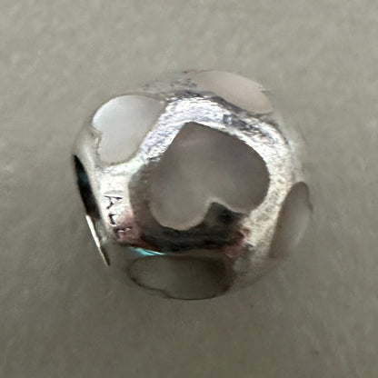 Authentic Pandora Love Me, Mother of Pearl Charm - EUC Retired 925 ALE